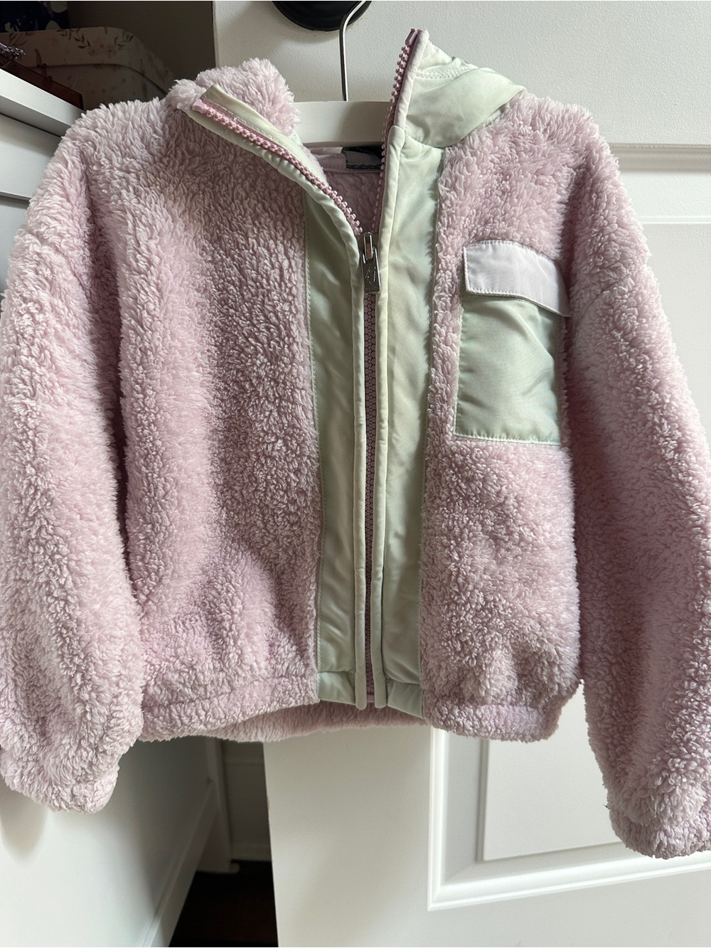 Nike Plush Zip-Up Jacket in Light Pink with Mint Trim Sz 3T